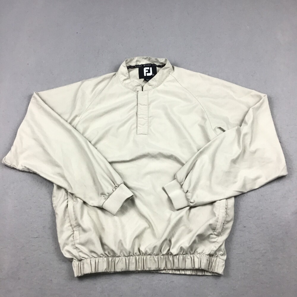 FootJoy Jacket Men Medium Beige 1/4 Button Golf Pullover Long Sleeve Pockets M